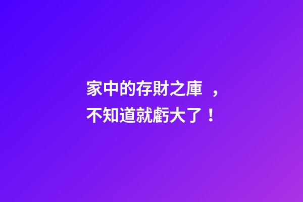 家中的存財之庫，不知道就虧大了！